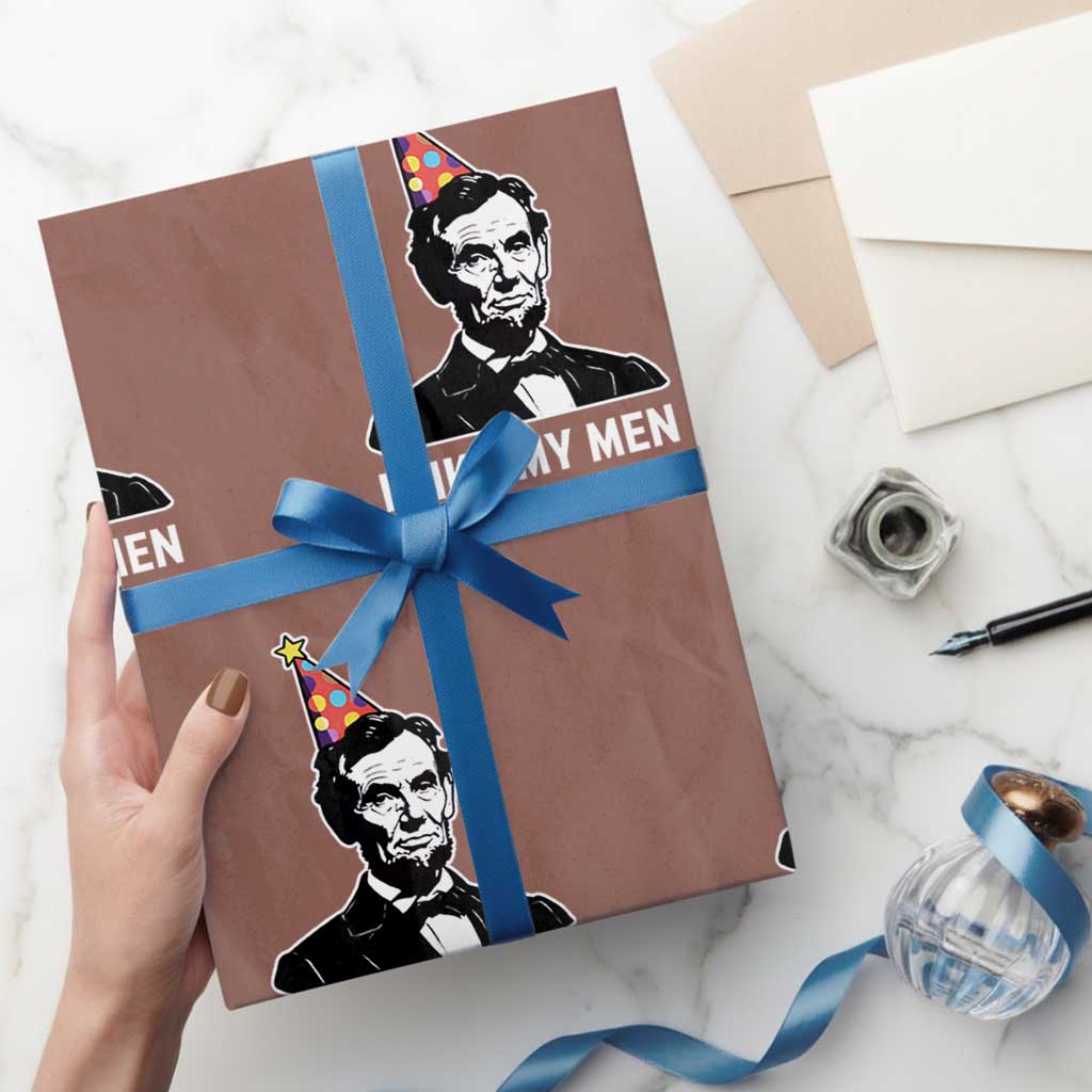 Abraham Lincoln American History Presidents Day Wrapping Paper Roll I Like My Men Tall Dark and Historical