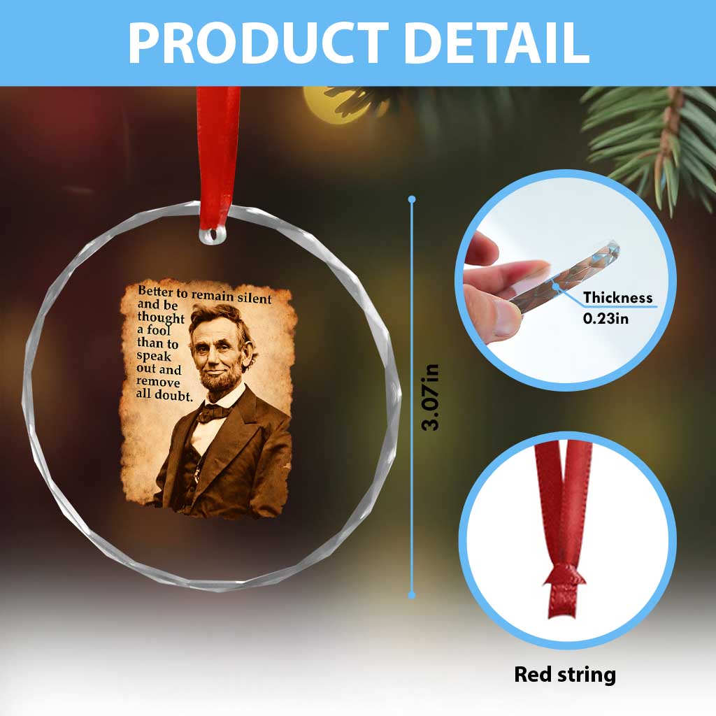 Abraham Lincoln American History Teacher School Crystal Glass Ornament