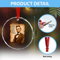 Abraham Lincoln American History Teacher School Crystal Glass Ornament