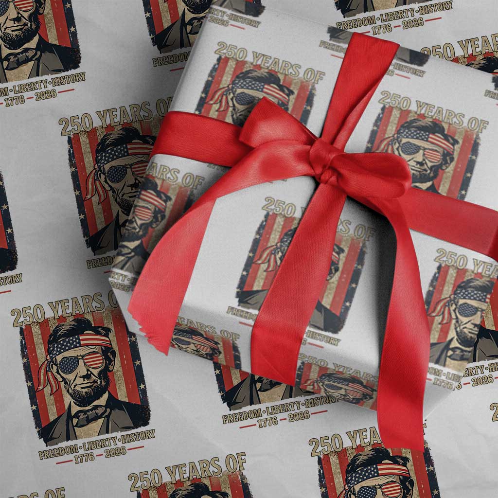 Abraham Lincoln Freedom Retro Wrapping Paper Roll 250 Years of Freedom Liberty History