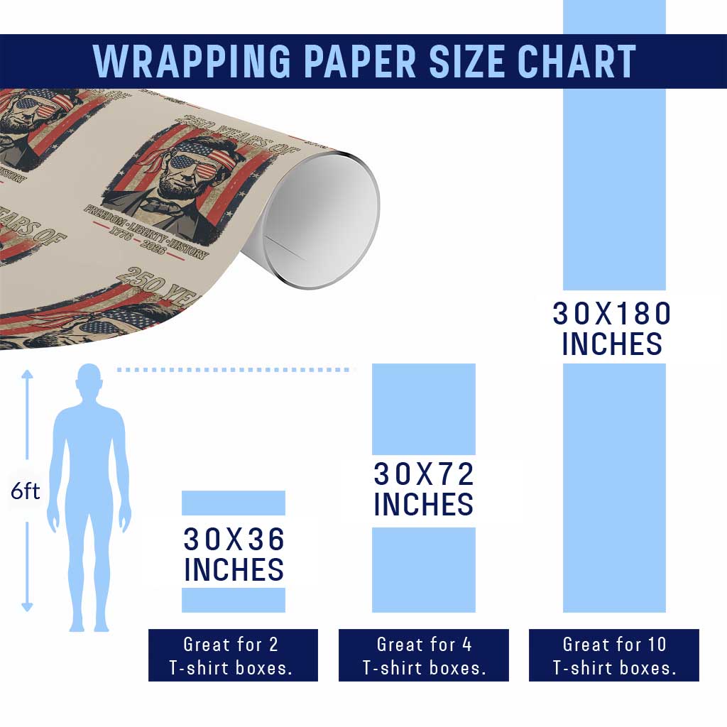 Abraham Lincoln Freedom Retro Wrapping Paper Roll 250 Years of Freedom Liberty History