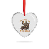 Abraham Lincoln Lifes Better With Beer Heart Crystal Glass Ornament Funny American President Beer Lover
