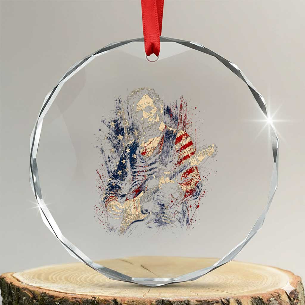 Abraham Lincoln Playing Guitar 4th of July Crystal Glass Ornament
