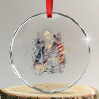 Abraham Lincoln Playing Guitar 4th of July Crystal Glass Ornament