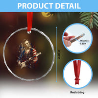 Abraham Lincoln Playing Guitar 4th of July Crystal Glass Ornament