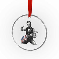 Abraham Lincoln Playing Guitar Vintage American Flag Crystal Glass Ornament