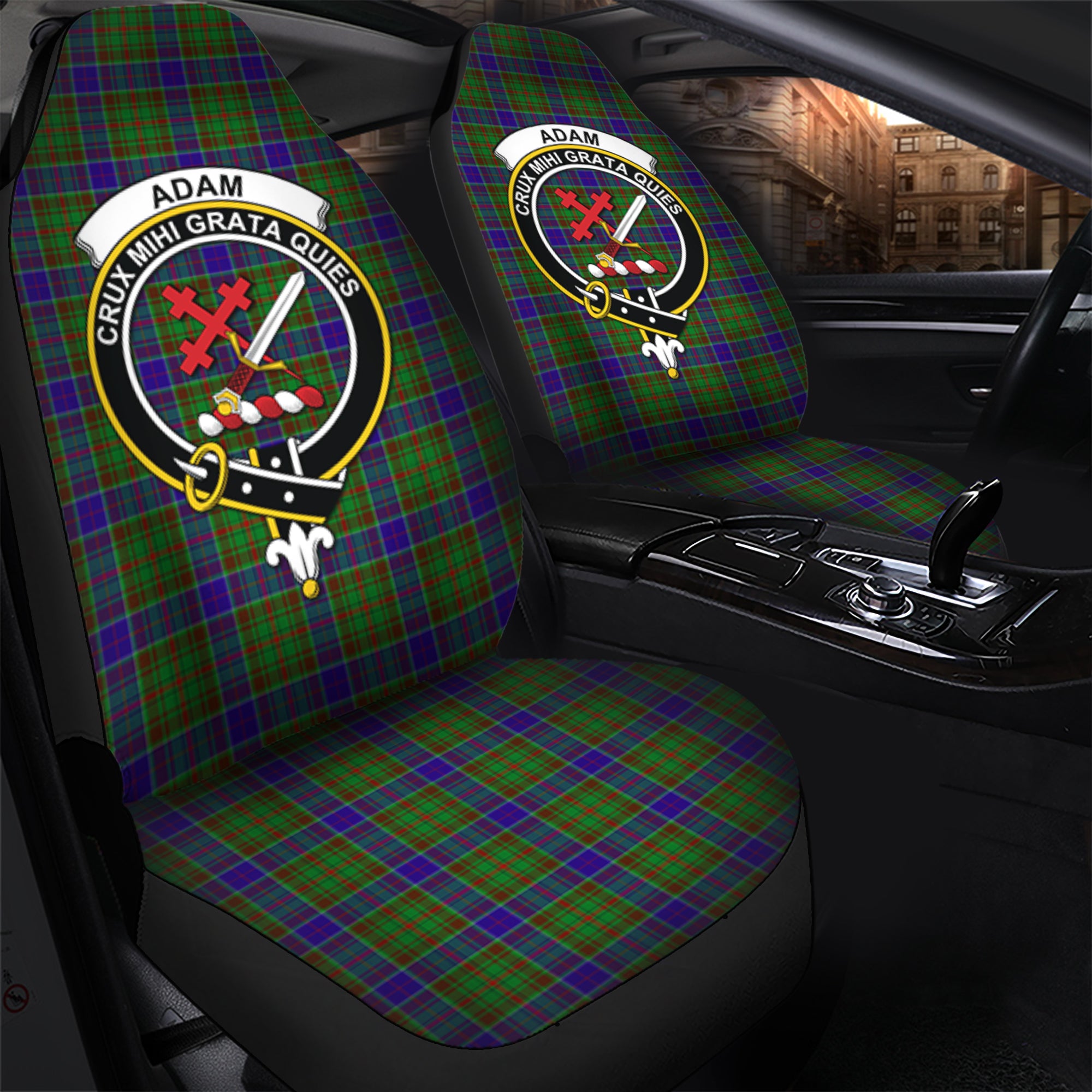 Adam Clan Tartan Car Seat Cover, Family Crest Tartan Seat Cover TS23