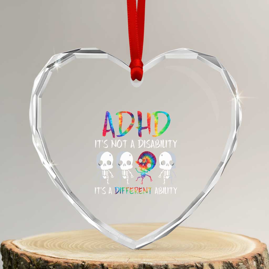 ADHD Awareness Heart Crystal Glass Ornament It's Not A Disability It's A Different Ability - Wonder Print Shop