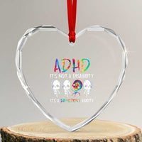 ADHD Awareness Heart Crystal Glass Ornament It's Not A Disability It's A Different Ability - Wonder Print Shop