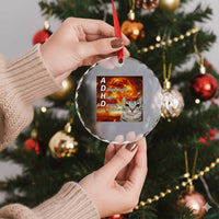 ADHD Cat Meme Crystal Glass Ornament Funny Kitty Flames Neurodivergent Gen Z TS10