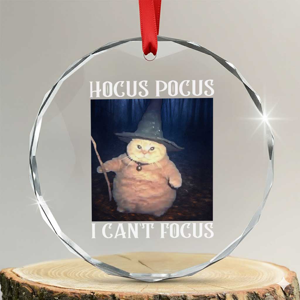 ADHD Cat Meme Crystal Glass Ornament Neurodivergent Wizard Cat I Cant Focus TS10
