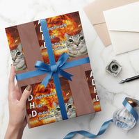 ADHD Cat Meme Wrapping Paper Roll Funny Kitty Flames Neurodivergent Gen Z - Wonder Print Shop