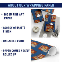 ADHD Cat Meme Wrapping Paper Roll Funny Kitty Flames Neurodivergent Gen Z - Wonder Print Shop