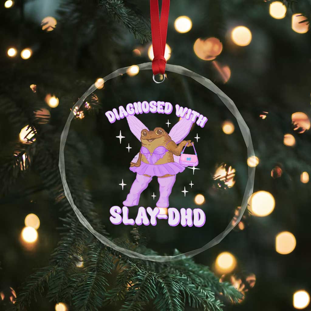 ADHD Meme Crystal Glass Ornament Funny Slay DHD Frog Neurodivergent TS10