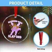 ADHD Meme Crystal Glass Ornament Funny Slay DHD Frog Neurodivergent TS10