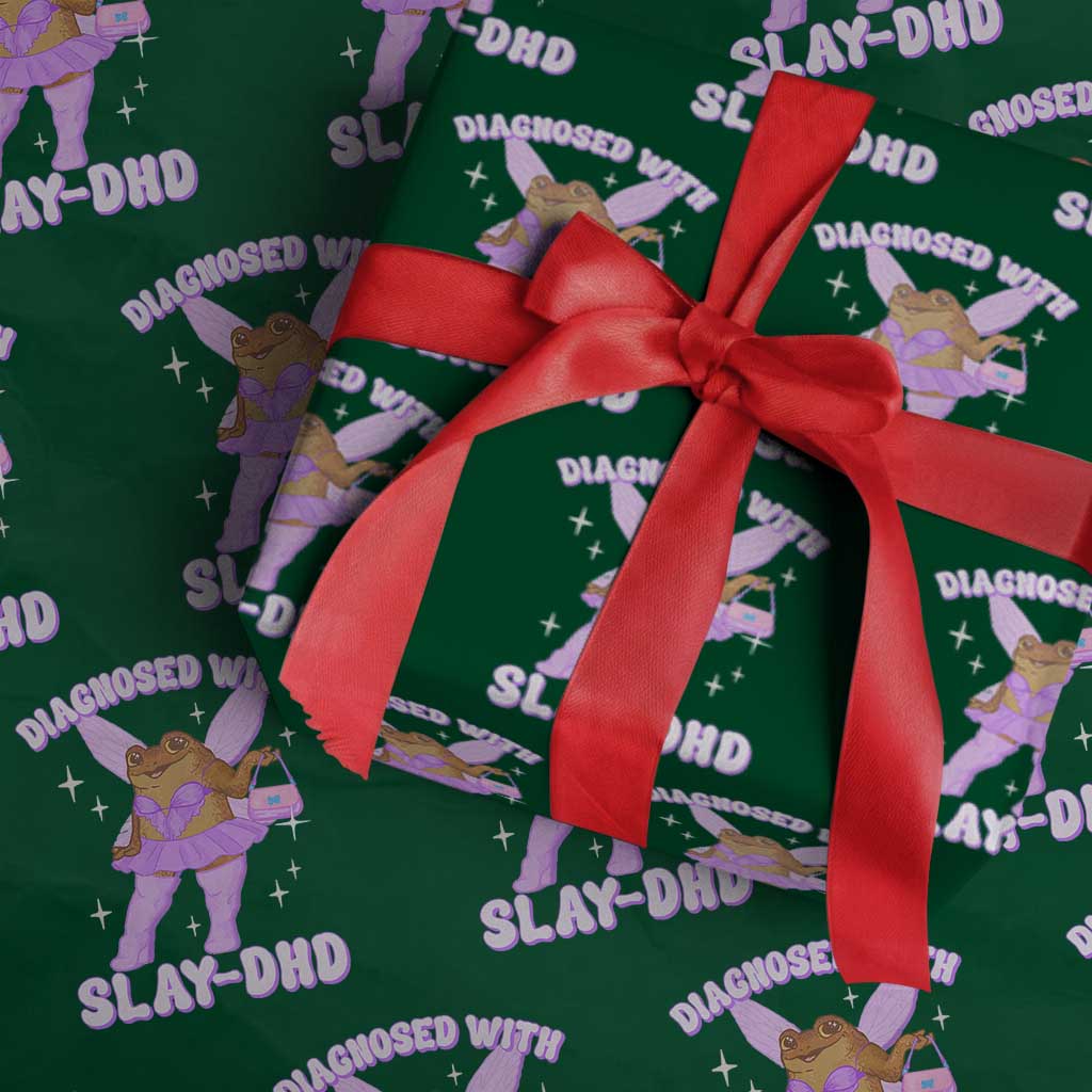 ADHD Meme Wrapping Paper Roll Funny Slay DHD Frog Neurodivergent - Wonder Print Shop