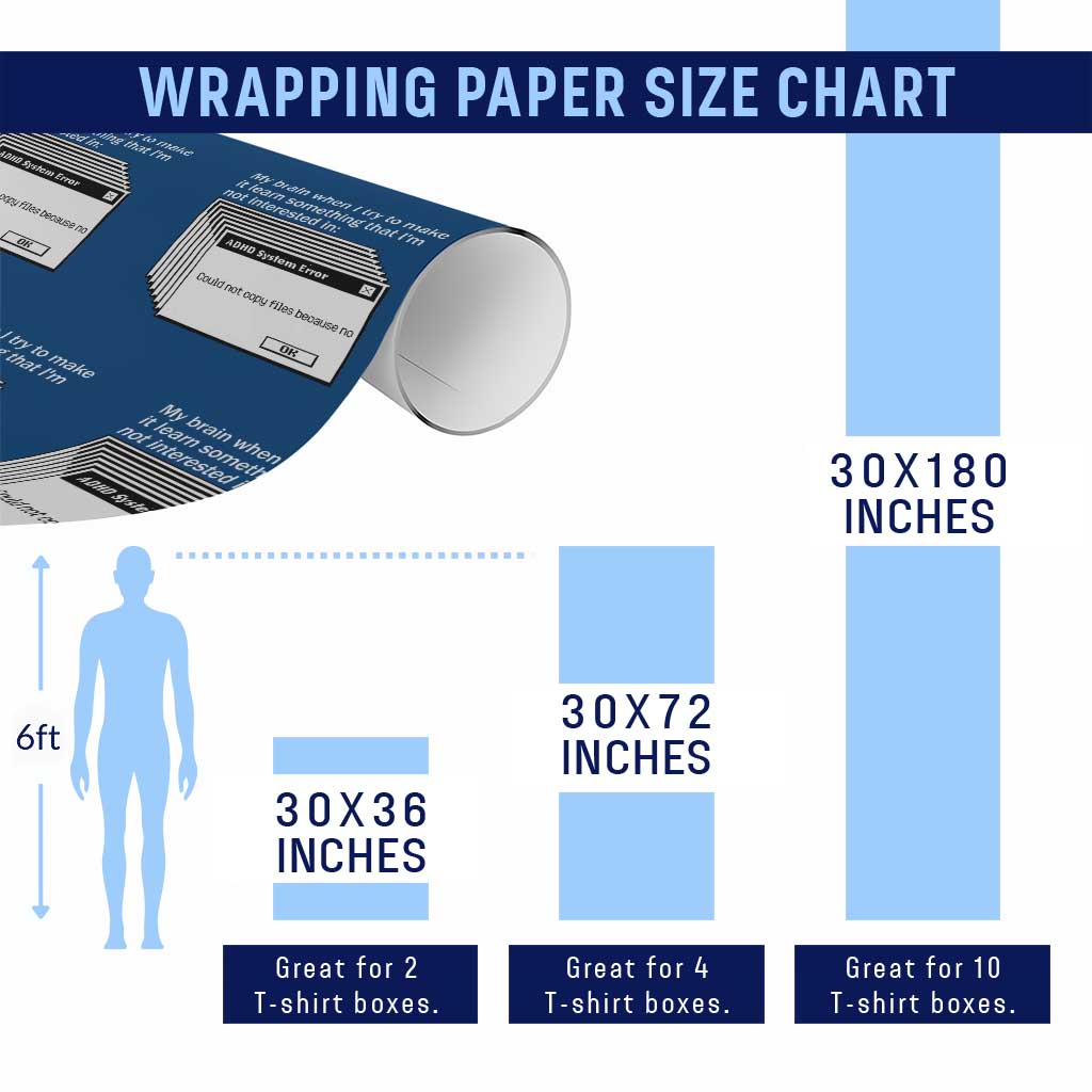 ADHD Meme Wrapping Paper Roll Funny System Error Neurodivergent Humor - Wonder Print Shop