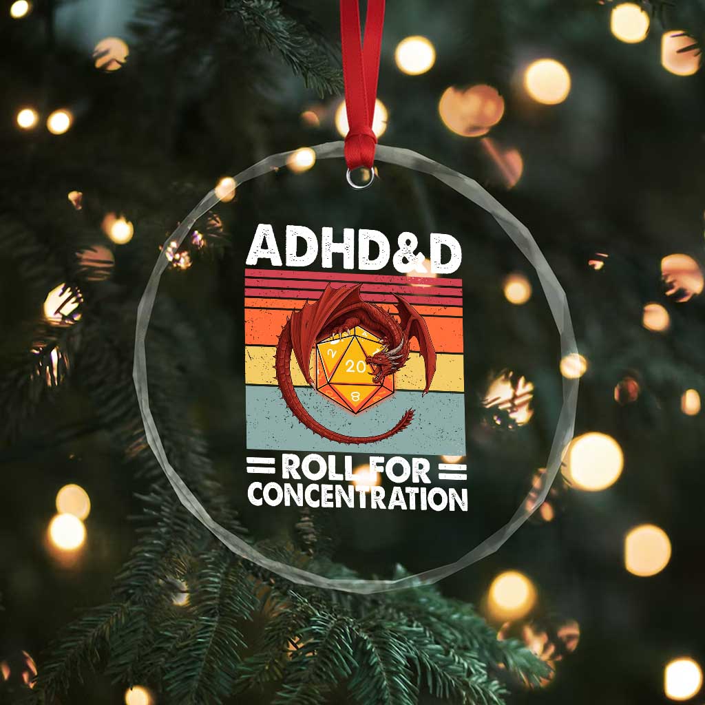 ADHD&D Roll For Concentration Crystal Glass Ornament Funny RPG Gamer D20 Tabletop Dice - Wonder Print Shop