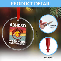 ADHD&D Roll For Concentration Crystal Glass Ornament Funny RPG Gamer D20 Tabletop Dice - Wonder Print Shop