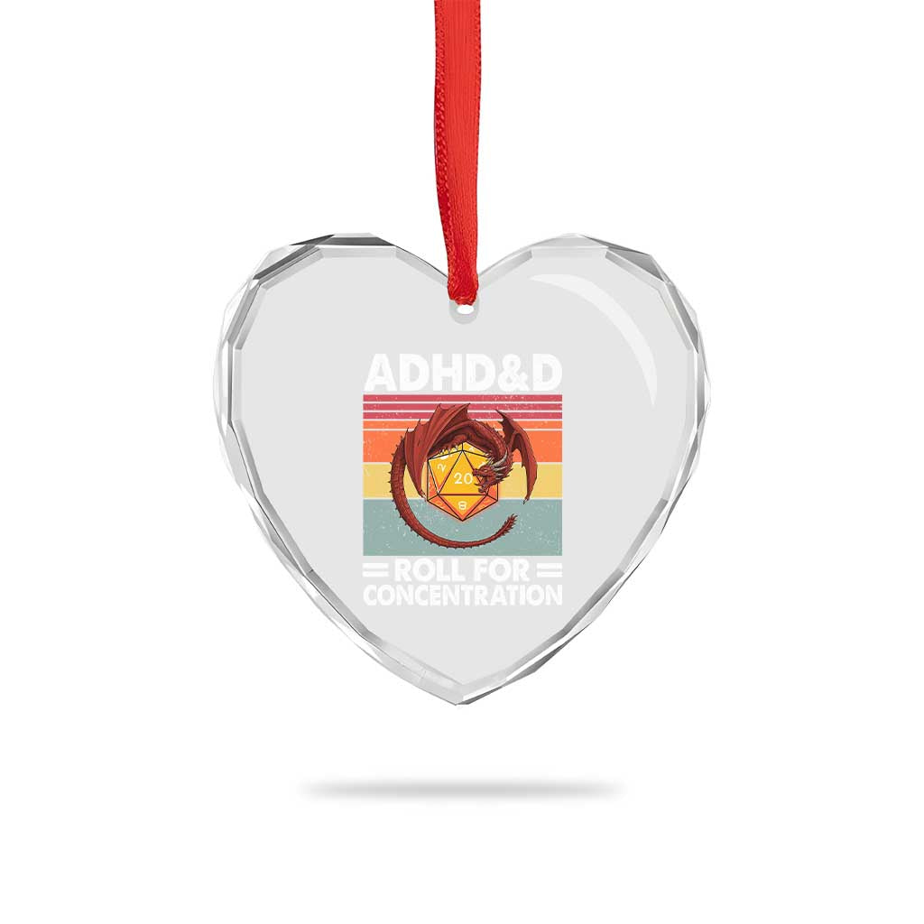 ADHD&D Roll For Concentration Heart Crystal Glass Ornament Funny RPG Gamer D20 Tabletop Dice - Wonder Print Shop