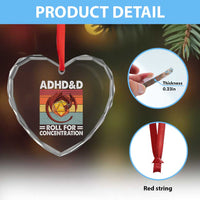 ADHD&D Roll For Concentration Heart Crystal Glass Ornament Funny RPG Gamer D20 Tabletop Dice - Wonder Print Shop