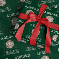 ADHD&D Roll for Concentration Wrapping Paper Roll ADHD Roll For Concentration Funny Gamer - Wonder Print Shop