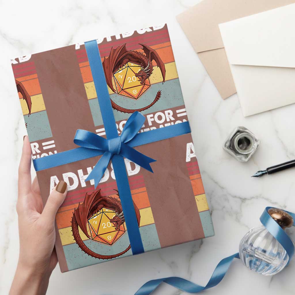 ADHD&D Roll For Concentration Wrapping Paper Roll Funny RPG Gamer D20 Tabletop Dice - Wonder Print Shop
