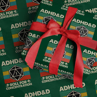 ADHD&D Roll for Concentration Wrapping Paper Roll Retro 90s ADHD Roll For Concentration Funny Gamer - Wonder Print Shop