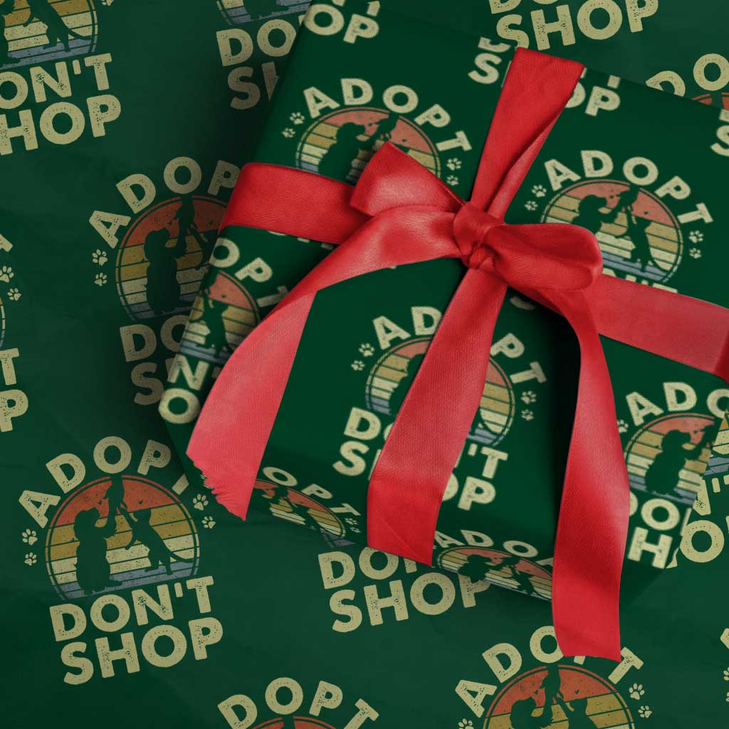Adopt Dont Shop Wrapping Paper Roll Vintage Retro Cat Dog Rescue Animal Lovers Shelter Volunteer - Wonder Print Shop