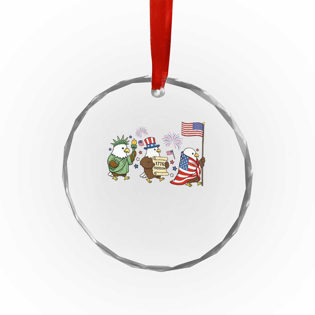Adorable Patriotic Eagle 250 Years Of Freedom Crystal Glass Ornament USA Anniversary Gift