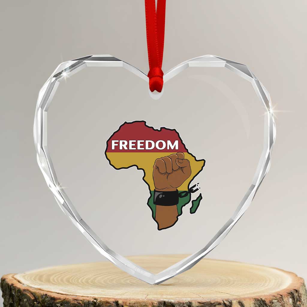 Africa Freedom Liberation Black Power Heart Crystal Glass Ornament - Wonder Print Shop
