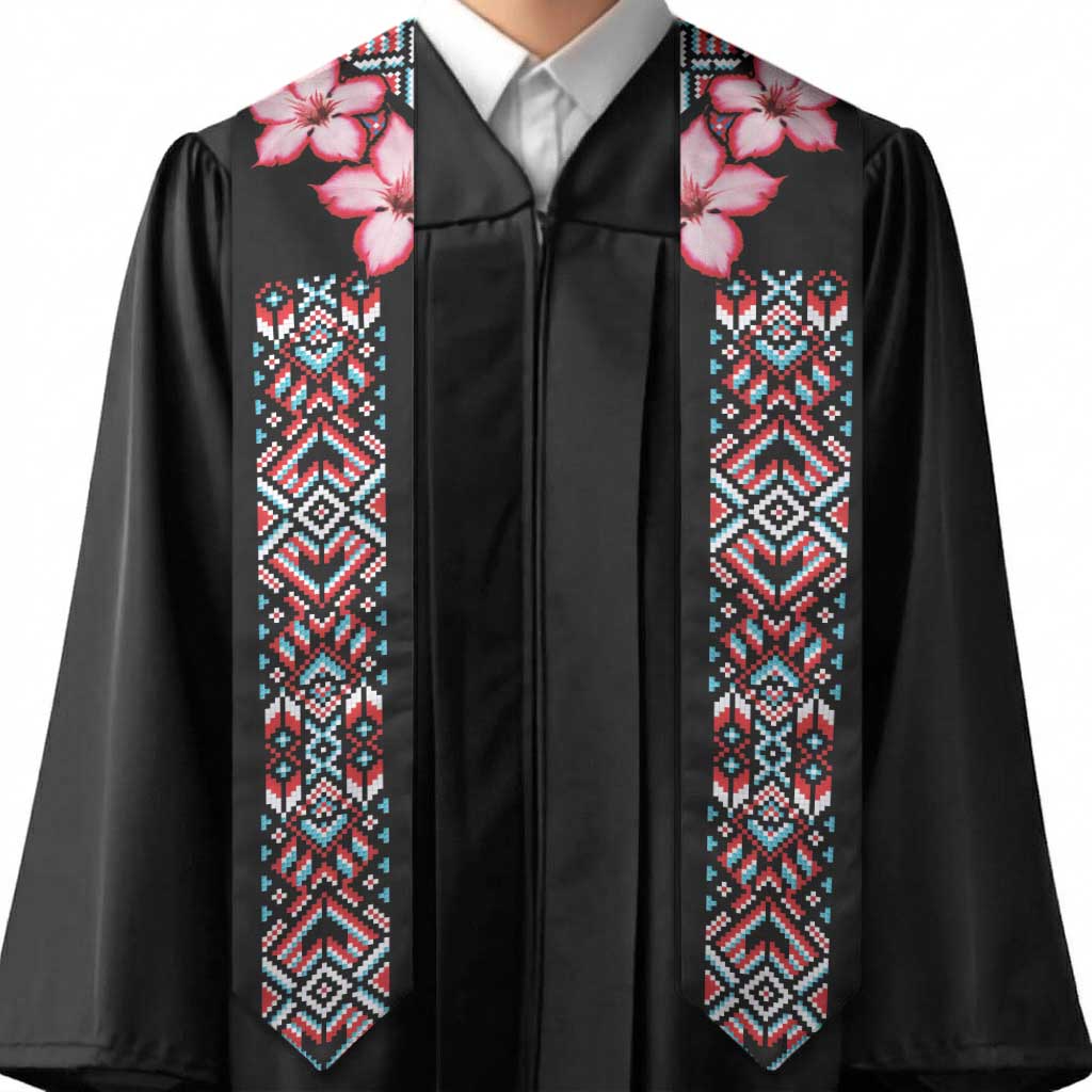 African Adenium Multiflorum Flowers Graduation Stole Mix Native Tribal Pattern