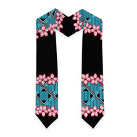 African Adenium Multiflorum Flowers Graduation Stole with Kente Style