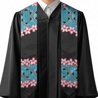 African Adenium Multiflorum Flowers Graduation Stole with Kente Style