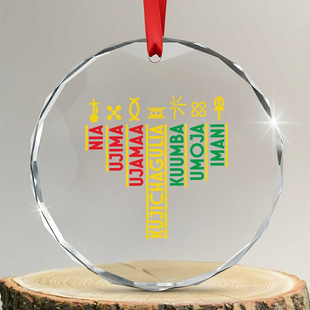 African American 7 Principles Of Kwanzaa Crystal Glass Ornament TS09