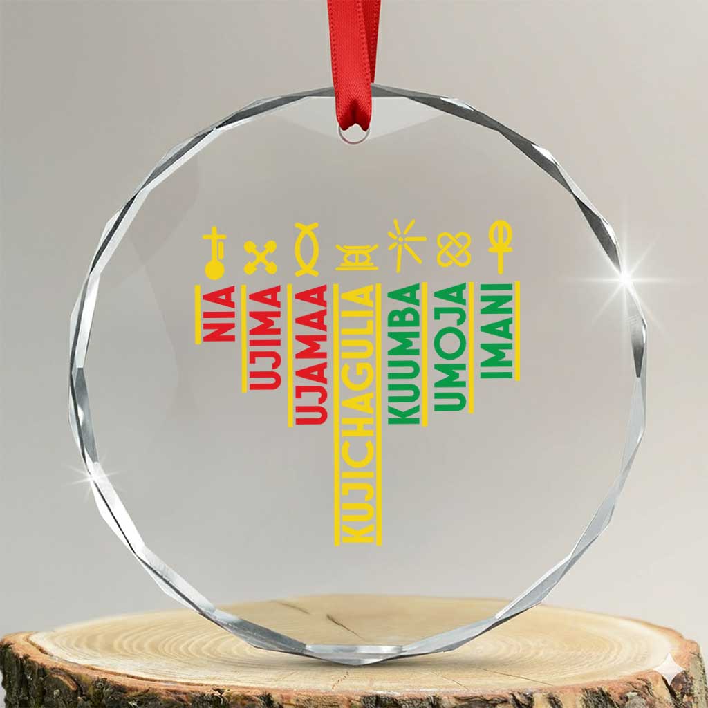 African American 7 Principles Of Kwanzaa Crystal Glass Ornament - Wonder Print Shop