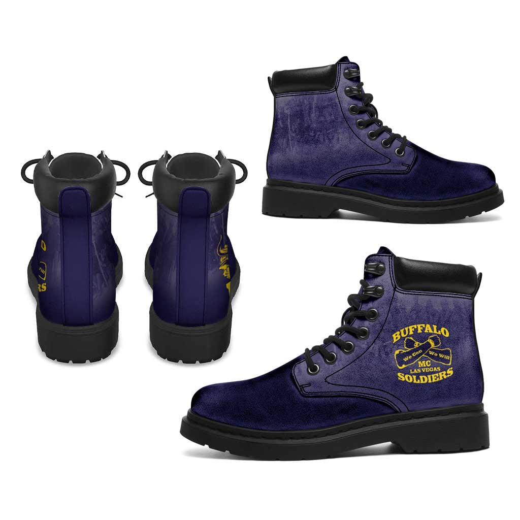 African American Buffalo Soldier All Season Boots We Can We Will - Navy Blue - Wonder Print Shop