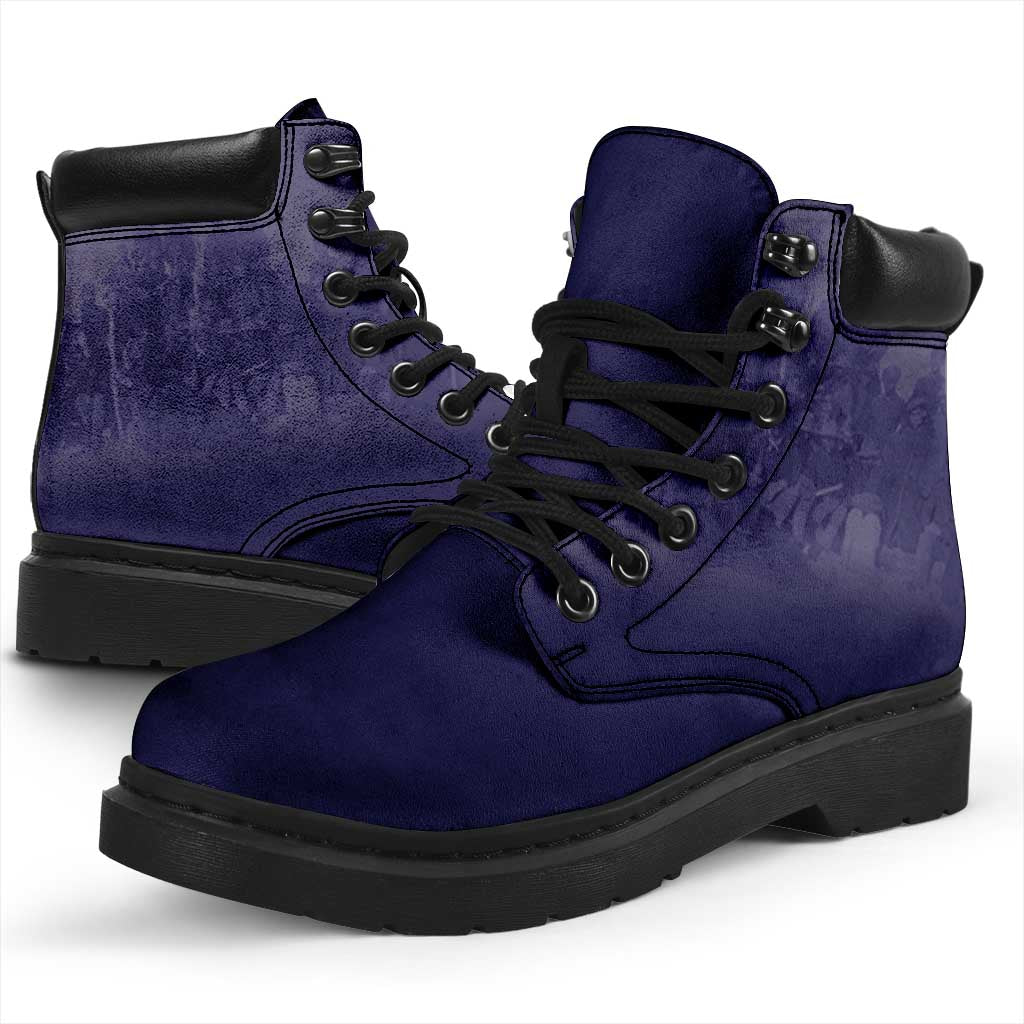 African American Buffalo Soldier All Season Boots We Can We Will - Navy Blue - Wonder Print Shop