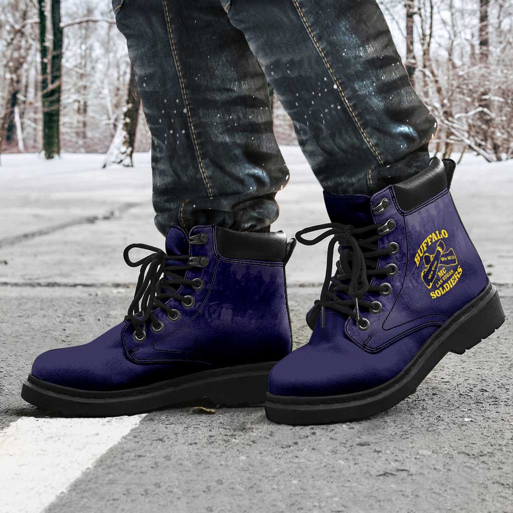 African American Buffalo Soldier All Season Boots We Can We Will - Navy Blue - Wonder Print Shop