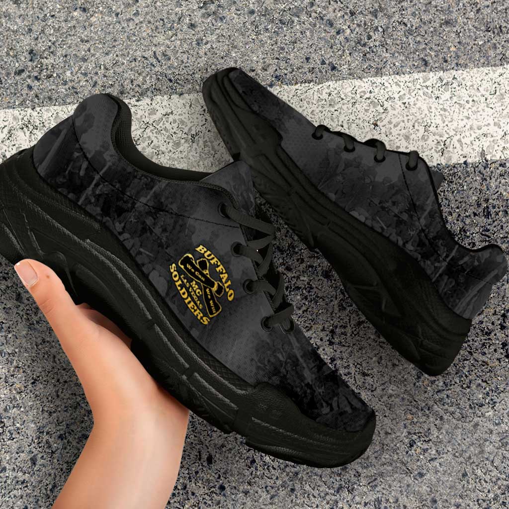 African American Buffalo Soldier Chunky Sneakers We Can We Will - Black - Wonder Print Shop