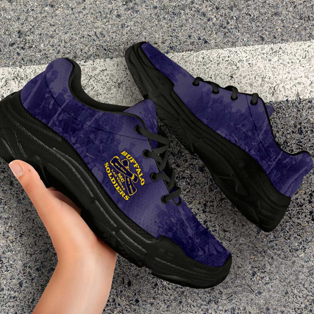 African American Buffalo Soldier Chunky Sneakers We Can We Will - Navy Blue - Wonder Print Shop