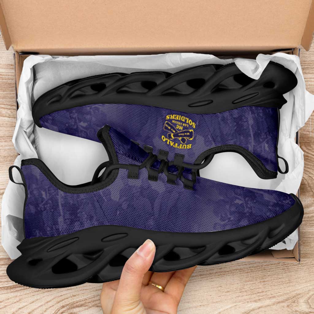 African American Buffalo Soldier Clunky Sneakers We Can We Will - Navy Blue - Wonder Print Shop