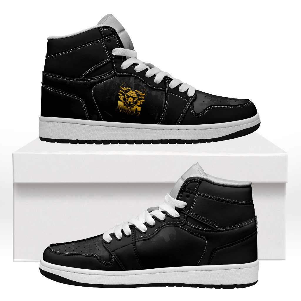 African American Buffalo Soldier High Sneakers AJ1 We Can We Will - Black LT15