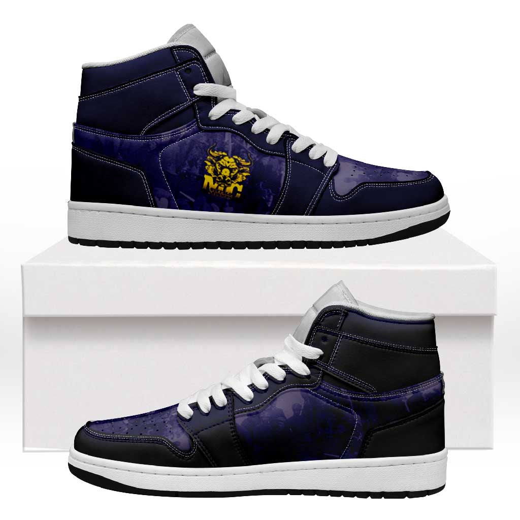 African American Buffalo Soldier High Sneakers AJ1 We Can We Will - Navy Blue LT15
