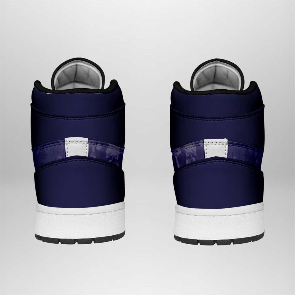 African American Buffalo Soldier High Sneakers AJ1 We Can We Will - Navy Blue - Wonder Print Shop