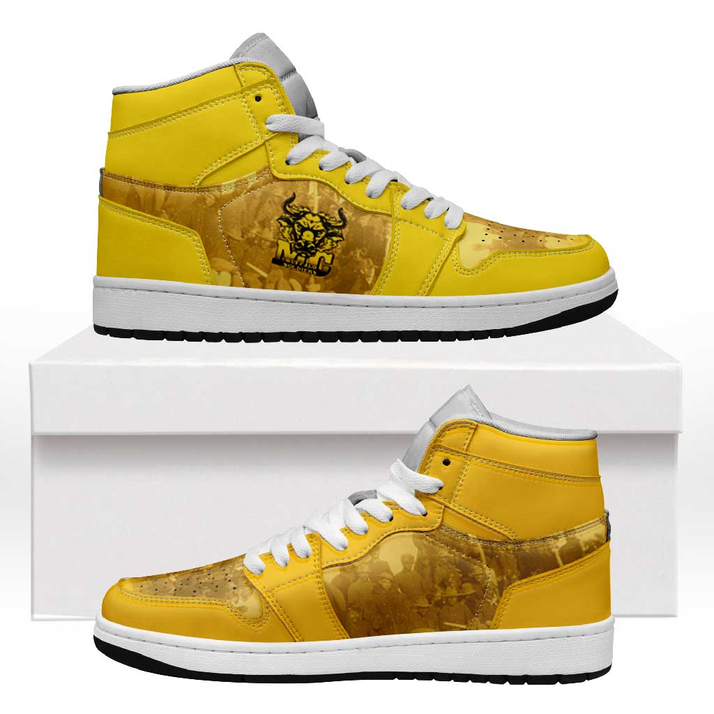 African American Buffalo Soldier High Sneakers AJ1 We Can We Will - Yellow LT15