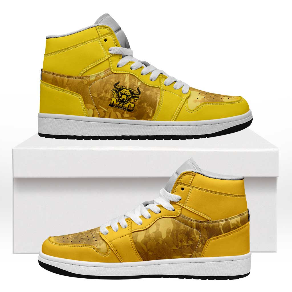 African American Buffalo Soldier High Sneakers AJ1 We Can We Will - Yellow - Wonder Print Shop