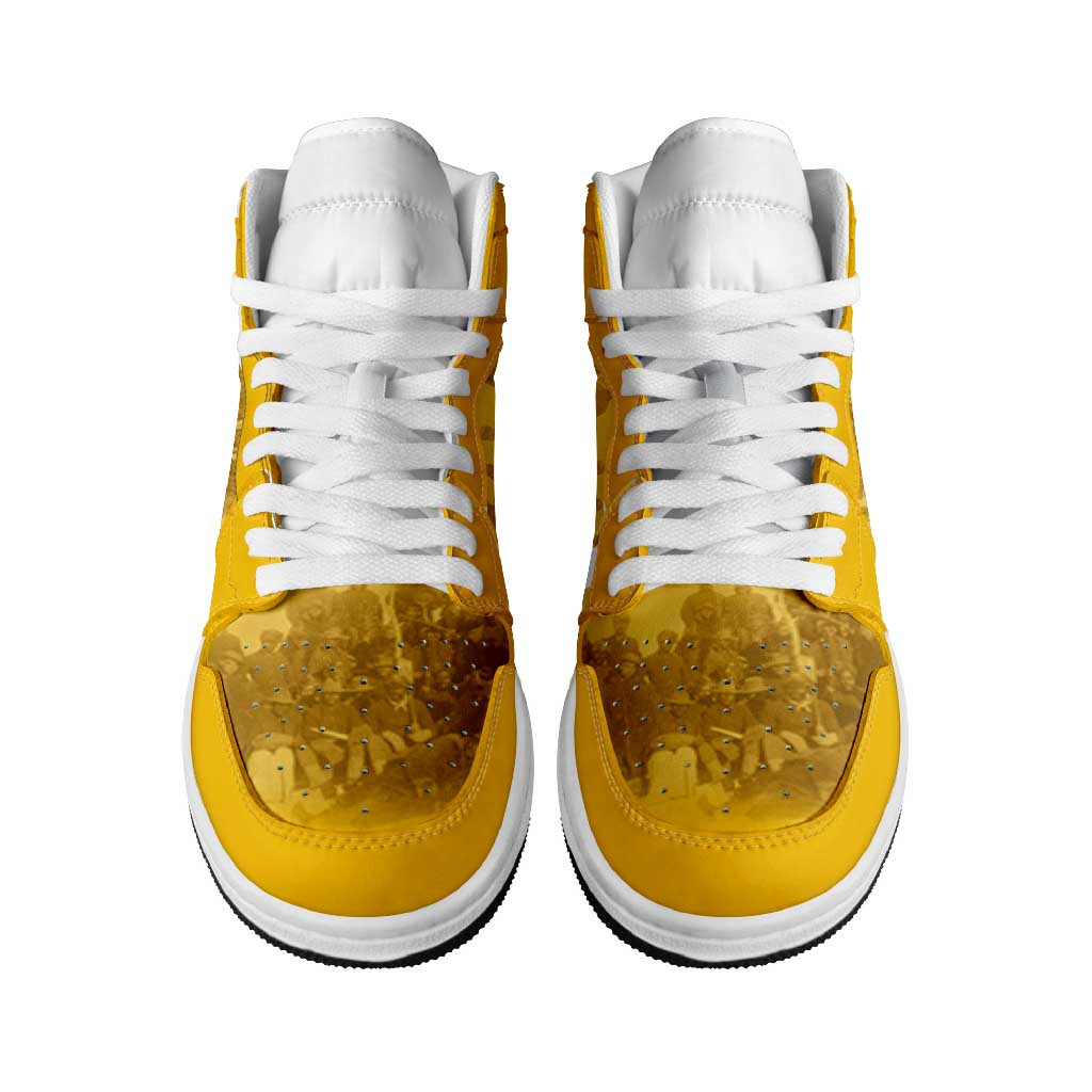 African American Buffalo Soldier High Sneakers AJ1 We Can We Will - Yellow LT15