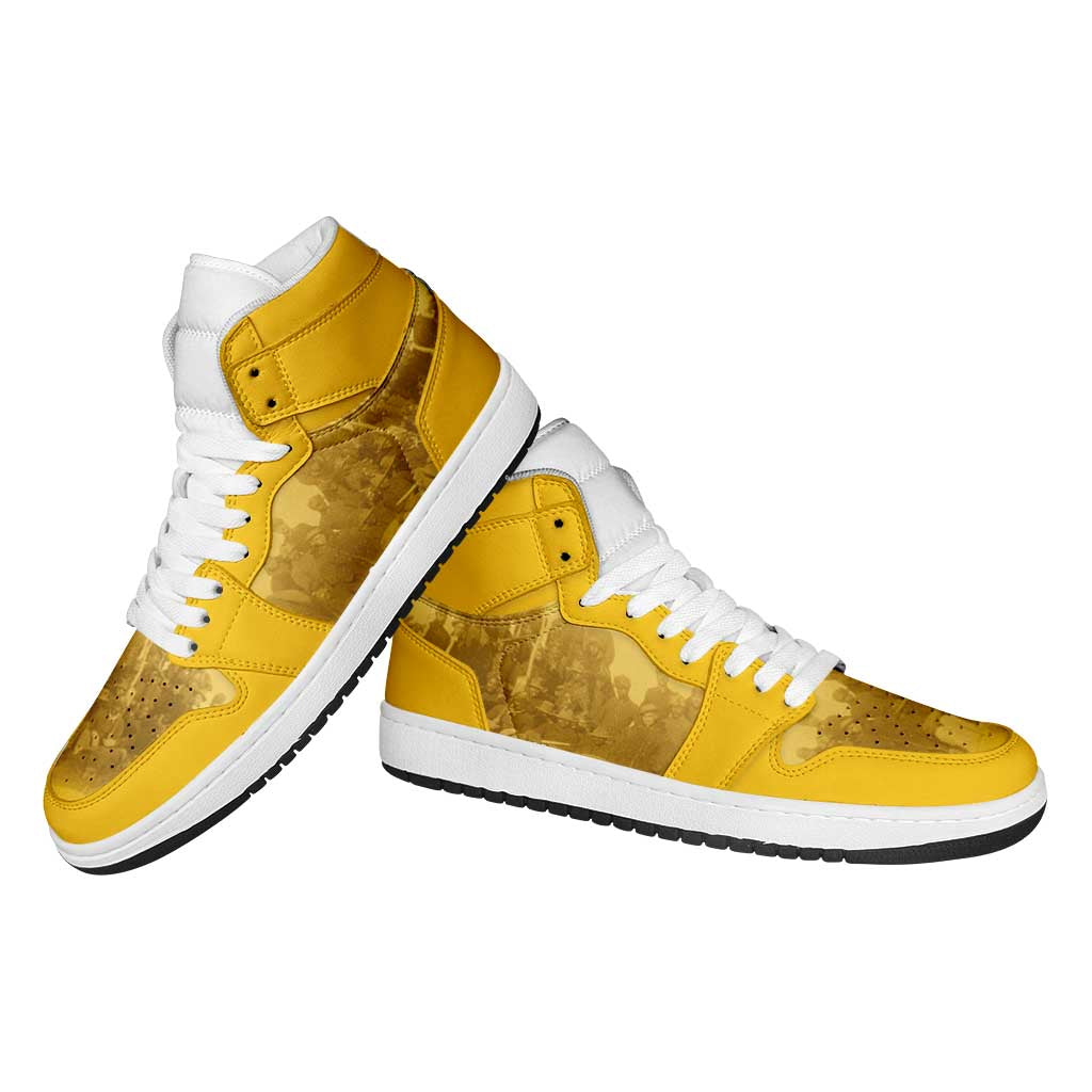 African American Buffalo Soldier High Sneakers AJ1 We Can We Will - Yellow - Wonder Print Shop