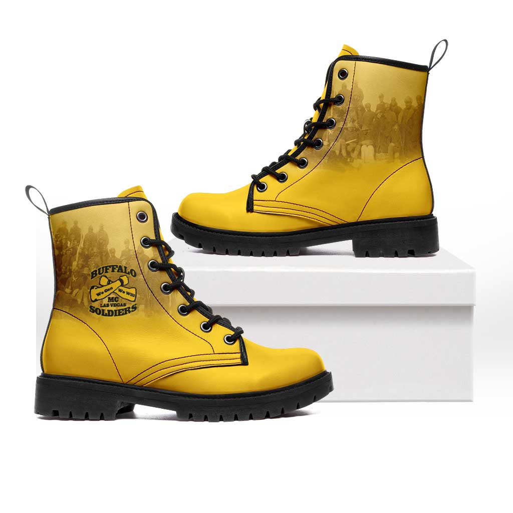 African American Buffalo Soldier Leather Boots We Can We Will - Yellow - Wonder Print Shop